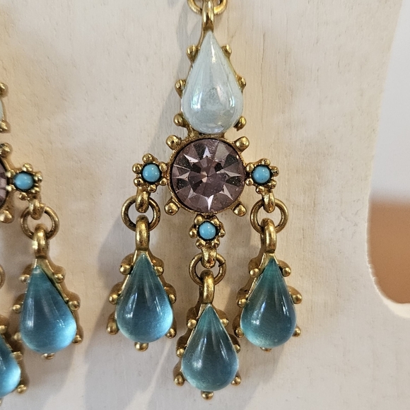 NWT'S - COWGIRL CONFETTI -  Lilac and Teal Jeweltone Drop Stud Earrings - Picture 6 of 7